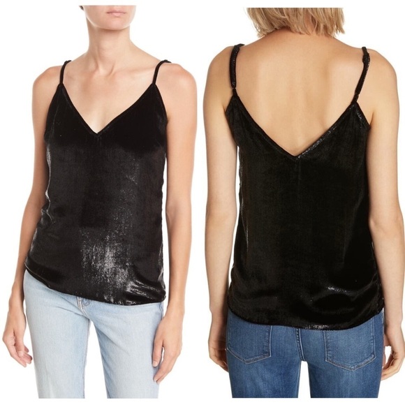 FRAME 90s Sparkle Liquid Velvet Sleeveless V-Neck Relaxed Camisole Tank Top XS - Picture 5 of 12